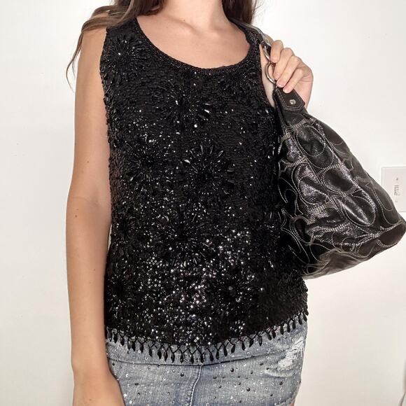 Insane black vintage beaded top - Picture 3 of 8